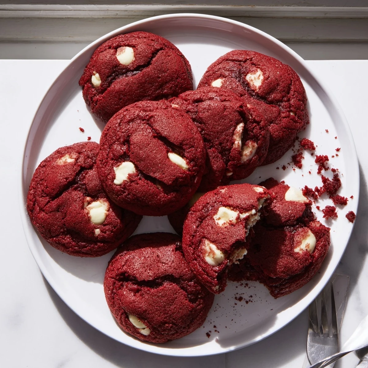 Rich homemade red velvet Oreo cookies featuring cocoa dough baked with sweet cream cheese Oreo center