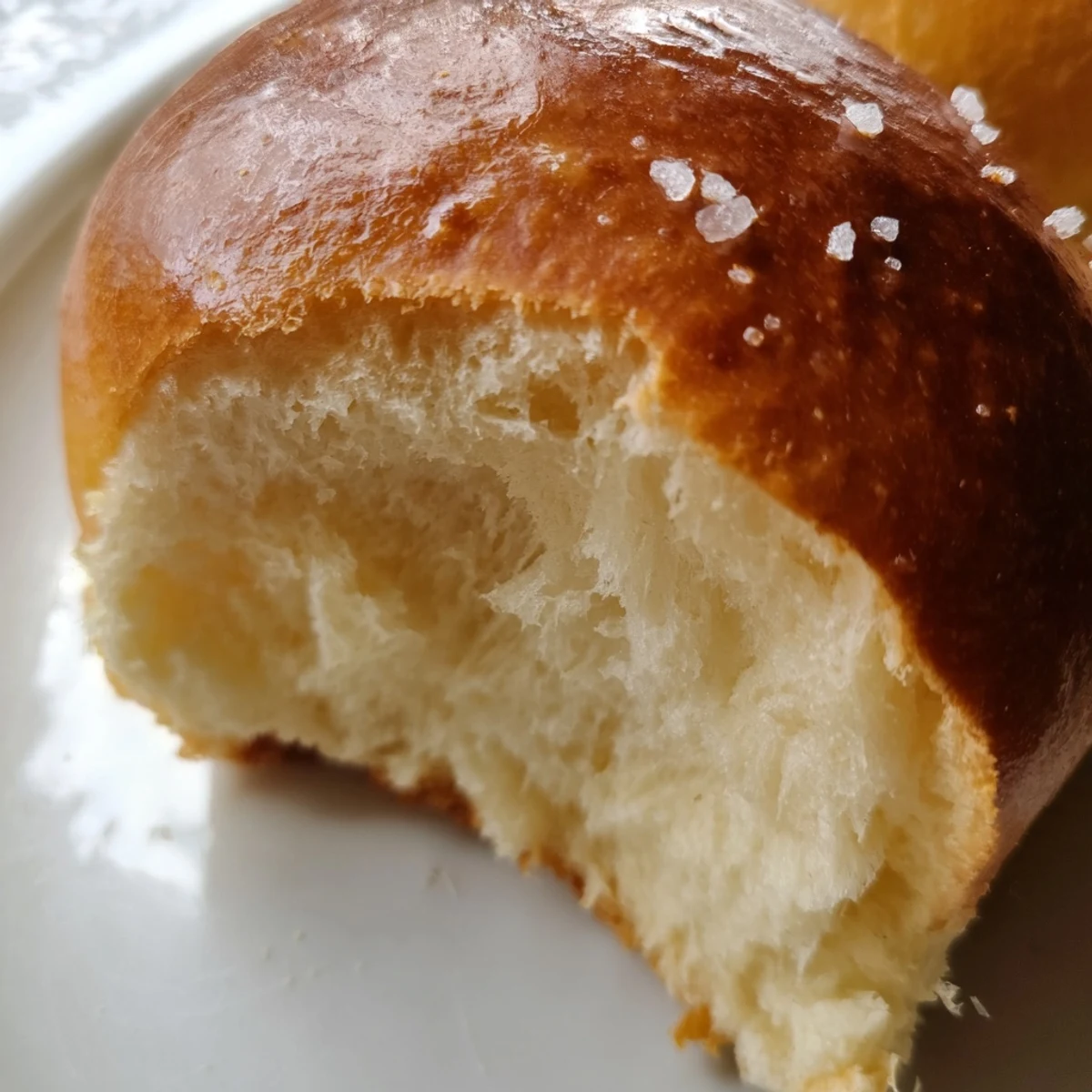 Golden brown buttery bliss brioche rolls arranged in a baking pan with shiny egg-washed tops
