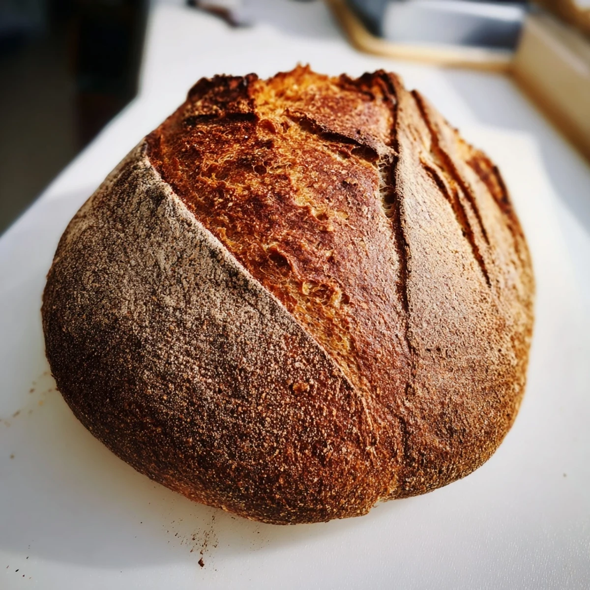 Warm easy rustic bread cooling on wire rack ready for serving with butter or soup
