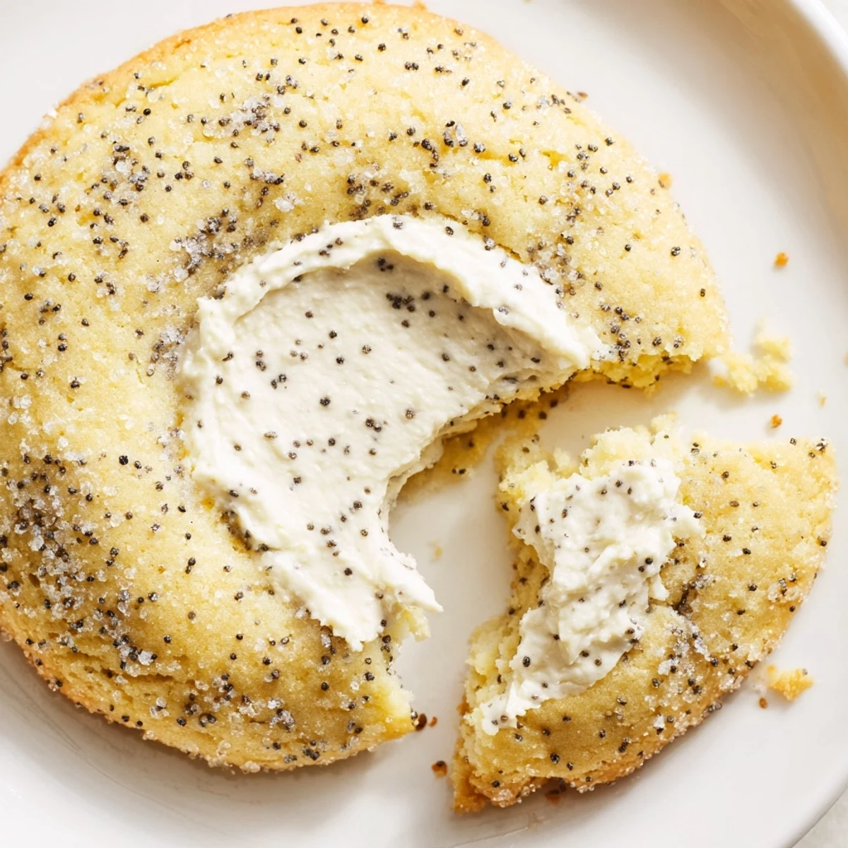 Soft baked lemon poppy seed cheesecake cookies topped with sugary poppy seed coating