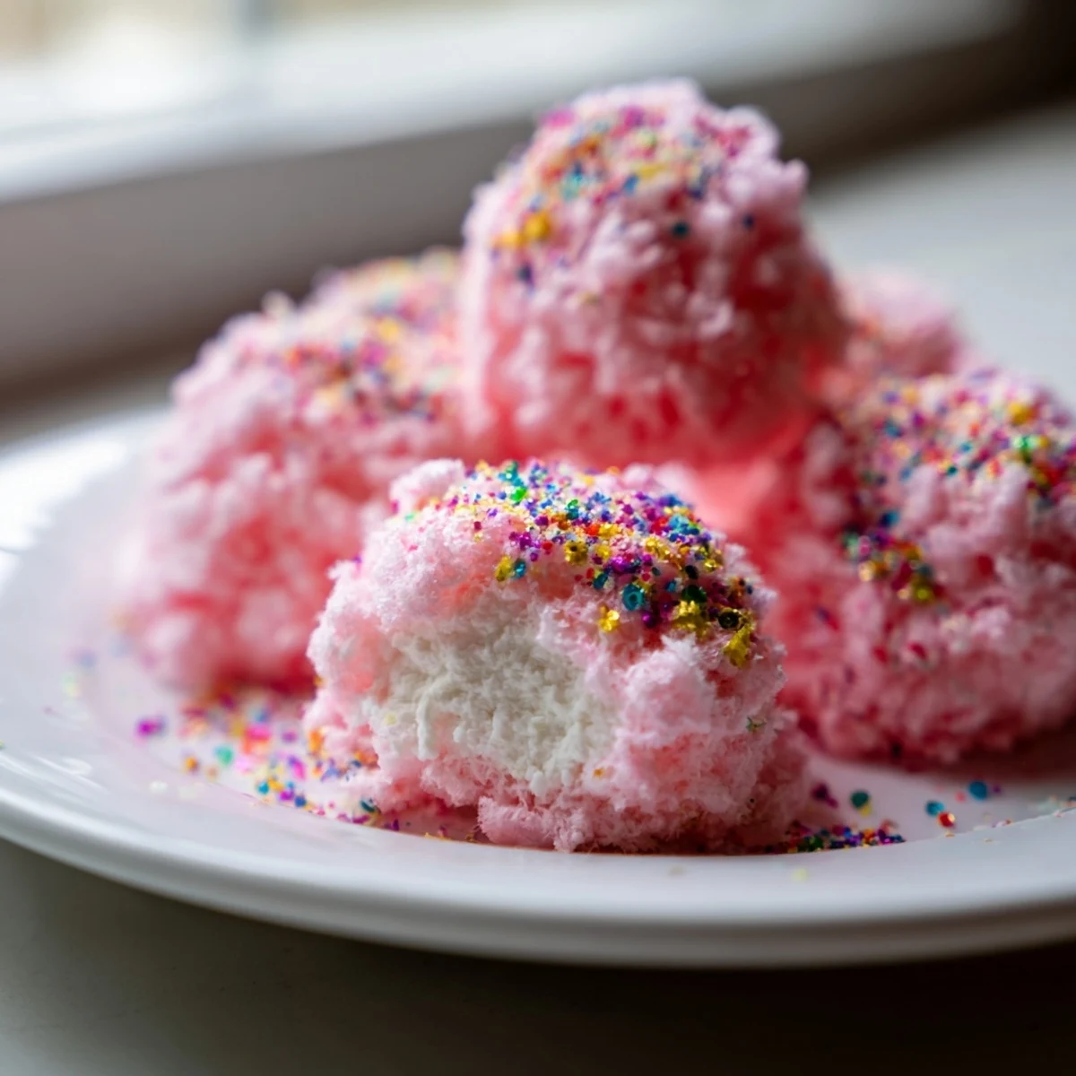 Mini Cotton Candy Cheesecake Puff Balls