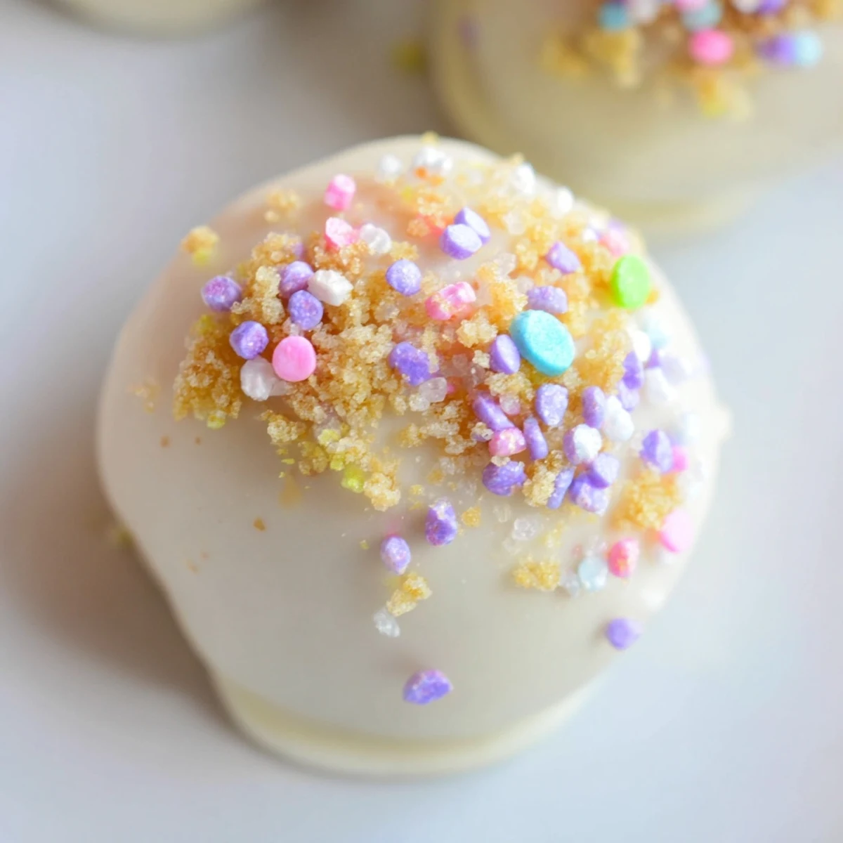No-bake Banana Pudding Easter Truffles with vanilla wafer crumbs and smooth cream cheese center