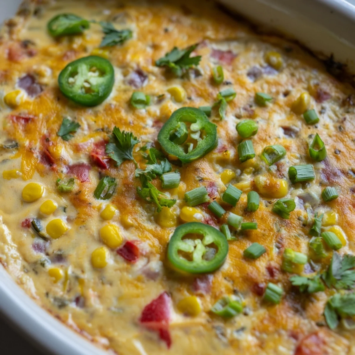 Golden bubbly Spicy Roasted Jalapeno Cowboy Cream Cheese Dip with melted cheddar topping