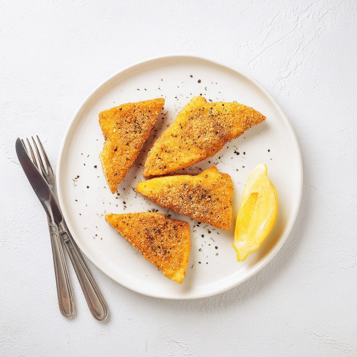 Golden crispy Greek fried cheese sizzling in pan with fresh lemon wedges nearby