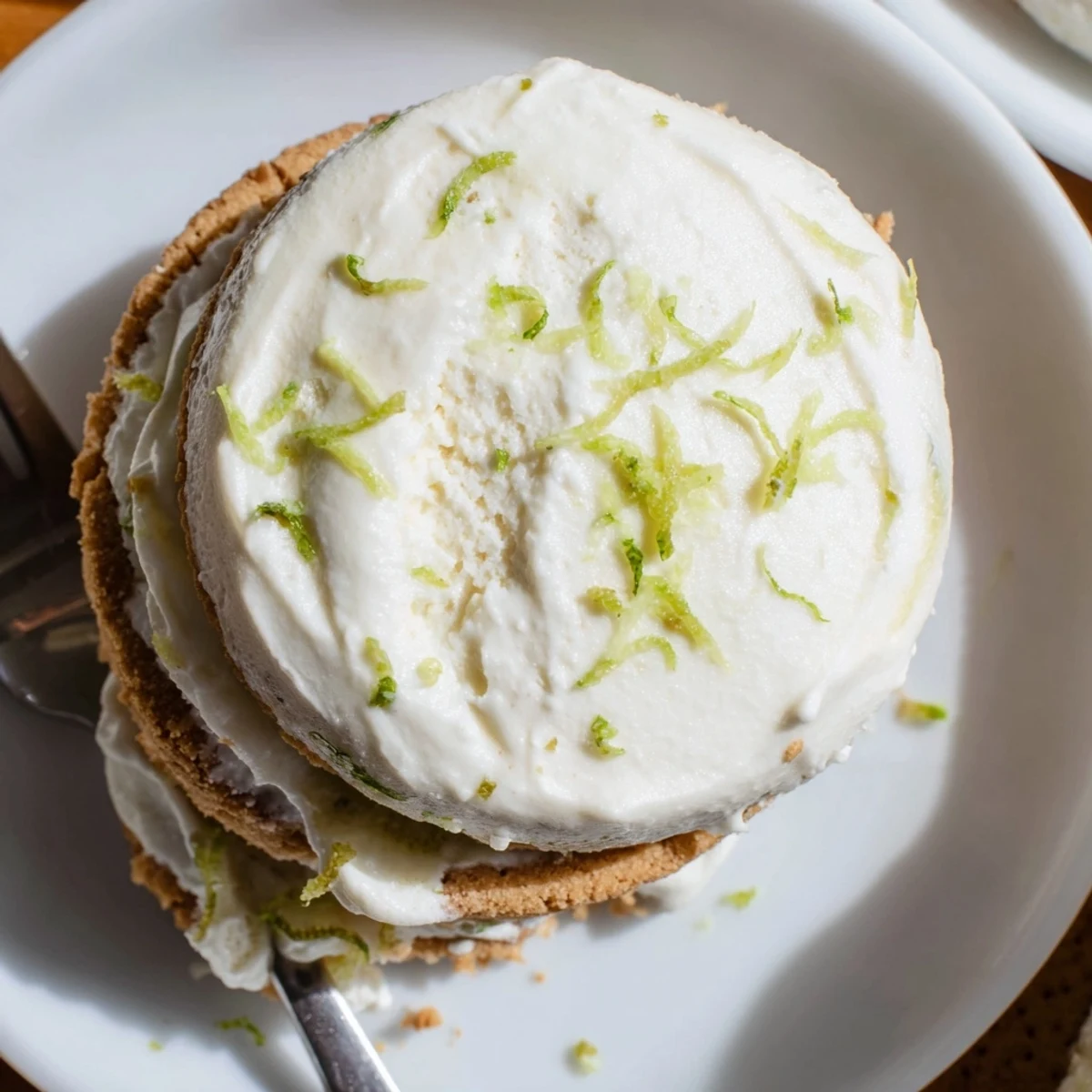 Chilled Key Lime Pie Ice Cream Sandwiches garnished with lime zest, perfect summer treat.