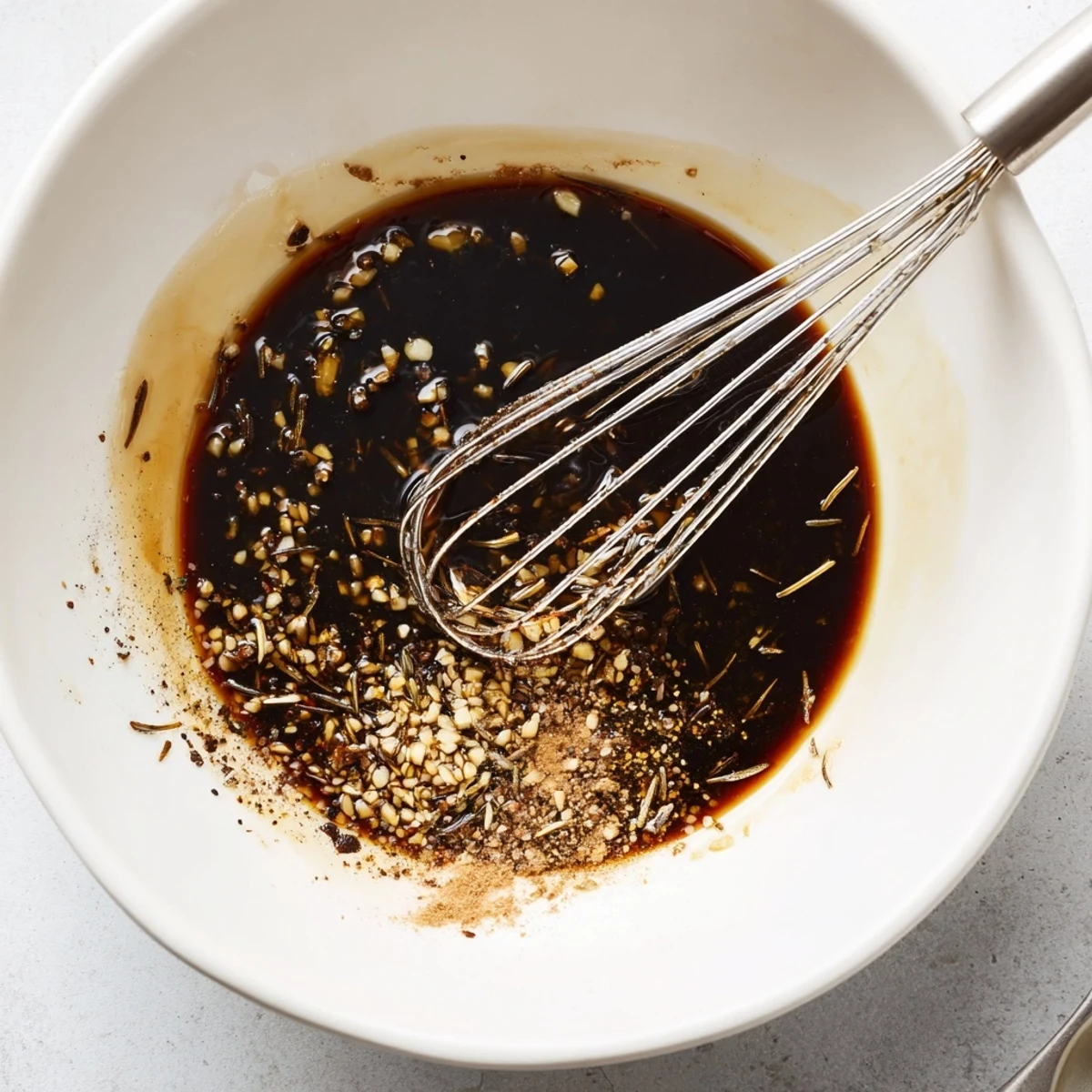 Grilled sirloin finished with Steak Marinade glaze, charred edges, juicy slices