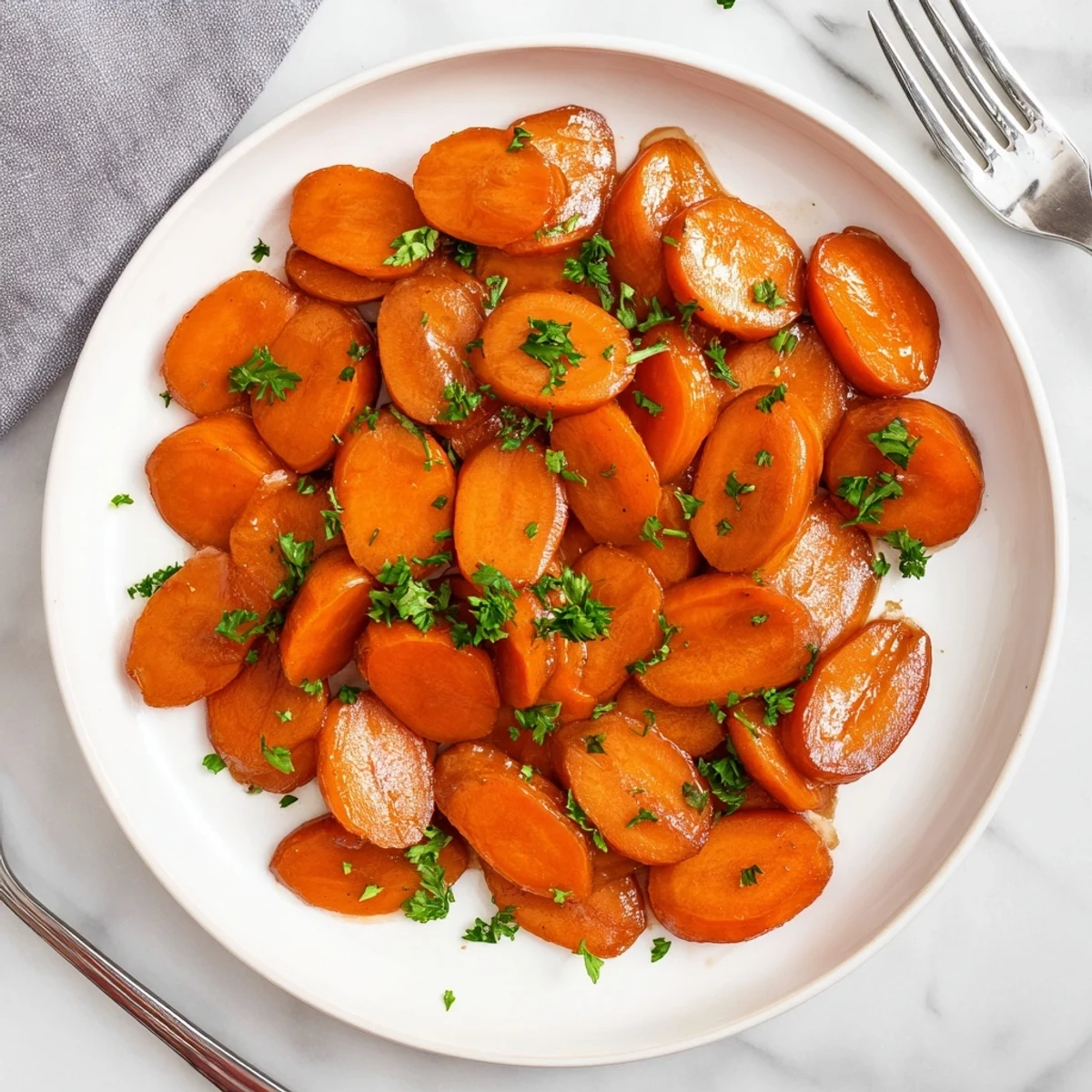 Succulent glazed carrots shining with buttery sweetness ready as a classic holiday side dish
