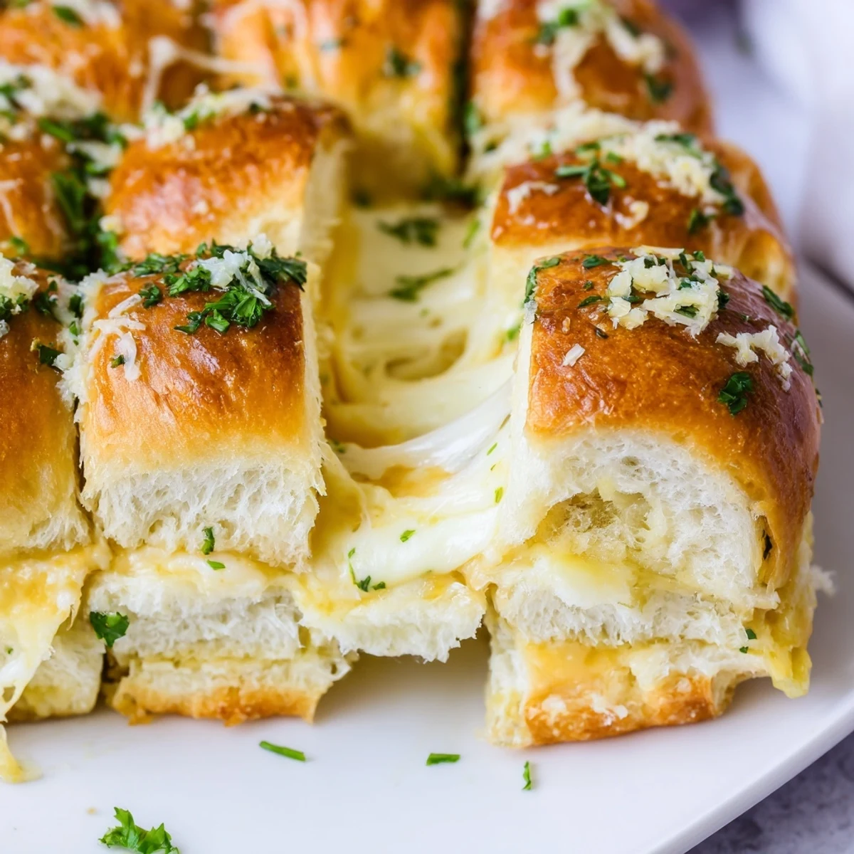 Golden Hawaiian rolls topped with melted mozzarella and cheddar cheese on a baking sheet