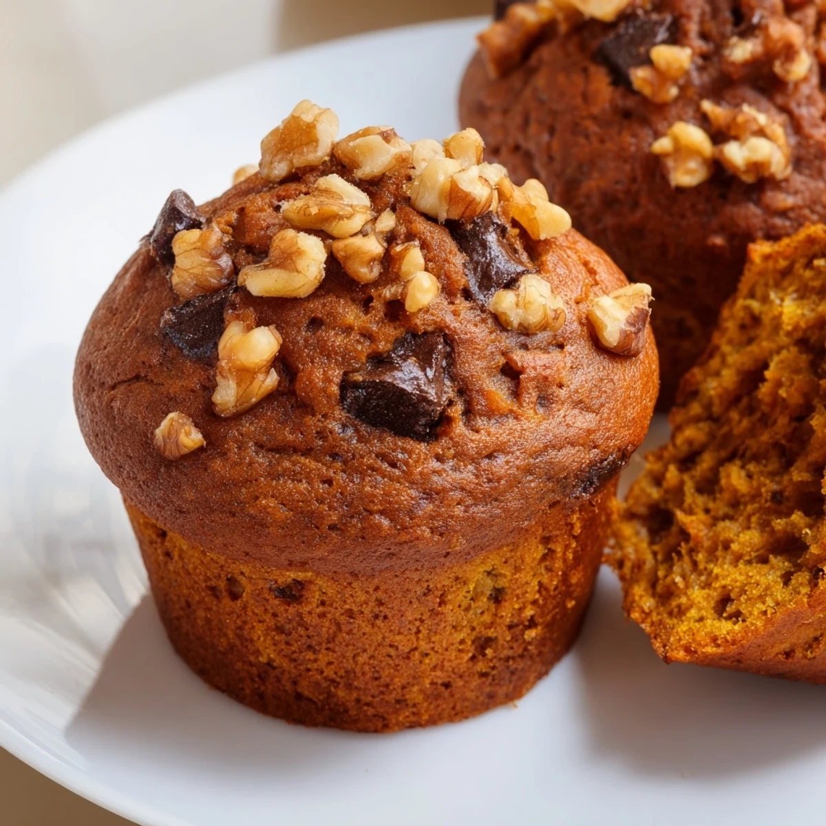 Batch of twelve spiced pumpkin banana muffins ready for breakfast or afternoon snack with coffee