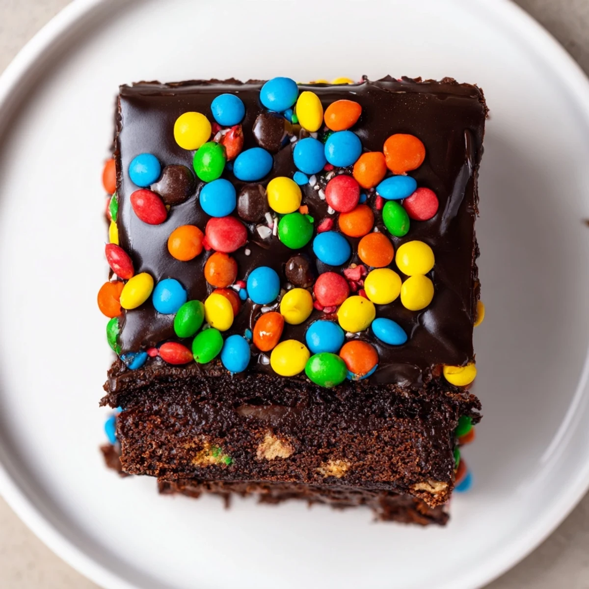 Chilled Gourmet Cosmic Brownies Bars sliced, fudgy centers and colorful candy topping