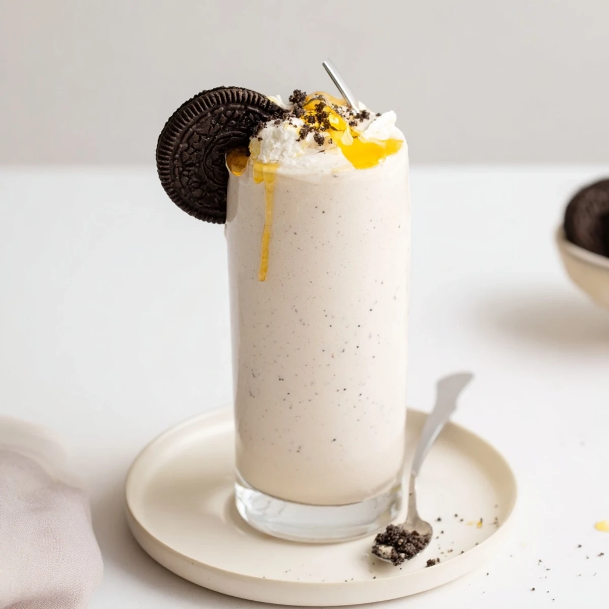 Post-workout Cookies And Cream Protein Shake with vanilla notes and crunchy cookie bits