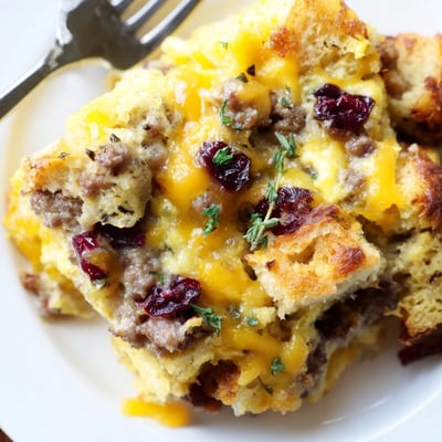 Cranberry Sausage Stuffing Casserole